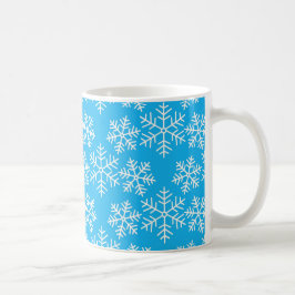 Blaue und weiße Schneeflocken Muster Weihnachten Kaffeetasse
