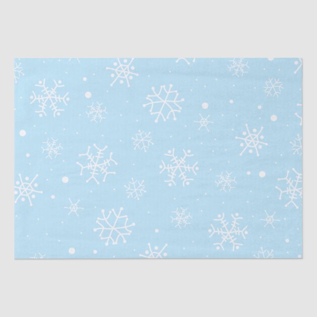 Blaue und weiße Schneeflocken  Seidenpapier (Vorderseite)