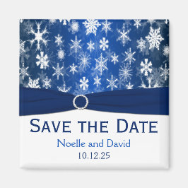 Blaue und weiße Schneeflocken Speichern Sie das Da Magnet