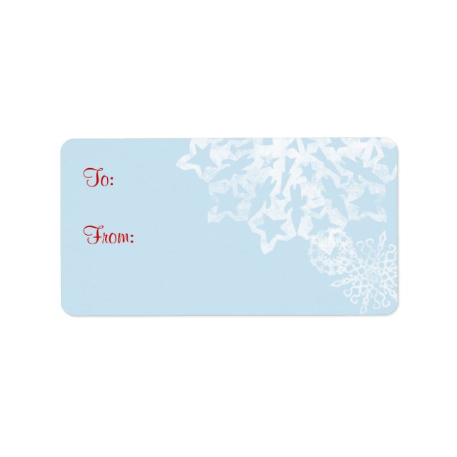 Blaue und weiße Schneeflocken Weihnachten Adressaufkleber (Vorne)