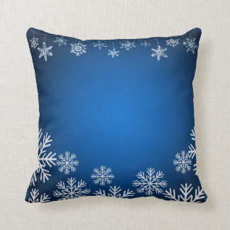 Blaue und weiße Schneeflocken Weihnachten Kissen