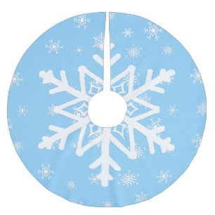 Blaue und weiße Schneeflocken Weihnachtsbaumrock Polyester Weihnachtsbaumdecke