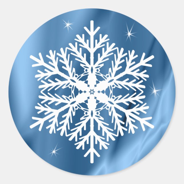 Blaue und weiße Schneeflocken Weihnachtsferien Runder Aufkleber (Vorderseite)