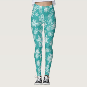Blaue und weiße Schneeflocken Winterwunderland Url Leggings