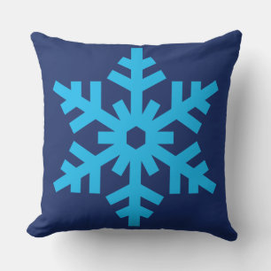 Blaue und weiße Schneeflocken witzig Kissen Für Draußen