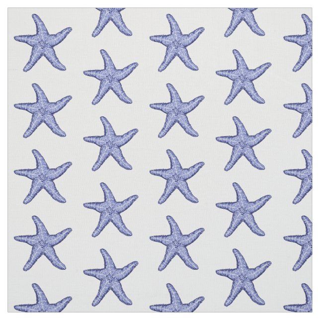 Blaue und weiße Seesterne Stoff (Muster)