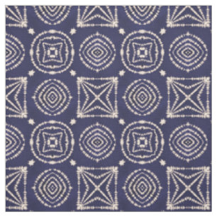 Blaue und weiße Shibori Geometrie Stoff