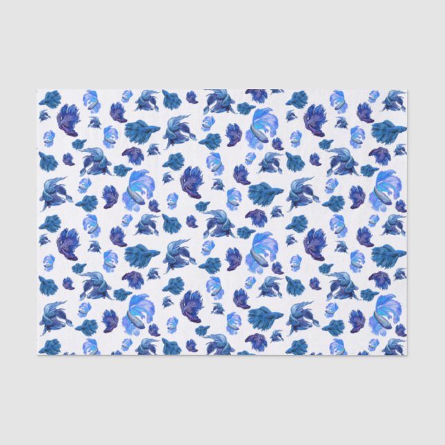 Blaue und weiße Siamesen kämpfen Fisch Seidenpapier (Vorderseite)