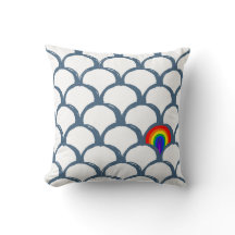Blaue und weiße Skizze Scallop Muster & Regenbogen