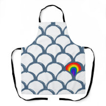 Blaue und weiße Skizze Scallop Muster & Regenbogen