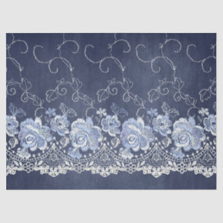 Blaue und weiße Spitzen Seidenpapier