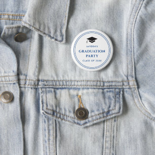 Blaue und Weiße Sportliche Abschlussfeier Button