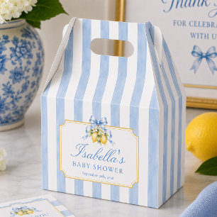 Blaue und weiße Streifen Amalfi-Zitrone Baby Showe Geschenkschachtel