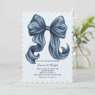 Blaue und weiße Streifen Baby Shower Einladung