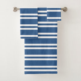 Blaue und weiße Streifen Badhandtuch Set