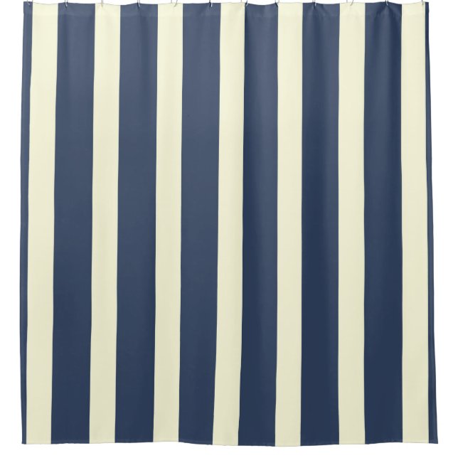 Blaue und weiße Streifen Duschvorhang (Vorderseite)