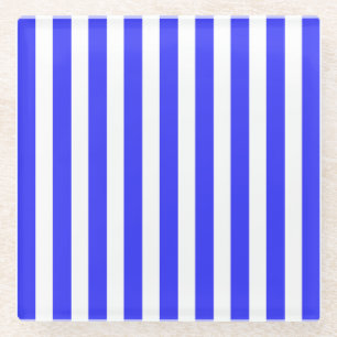 Blaue und weiße Streifen Glasuntersetzer