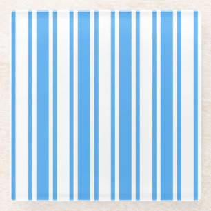 Blaue und weiße Streifen Glasuntersetzer