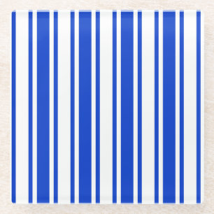 Blaue und weiße Streifen Glasuntersetzer