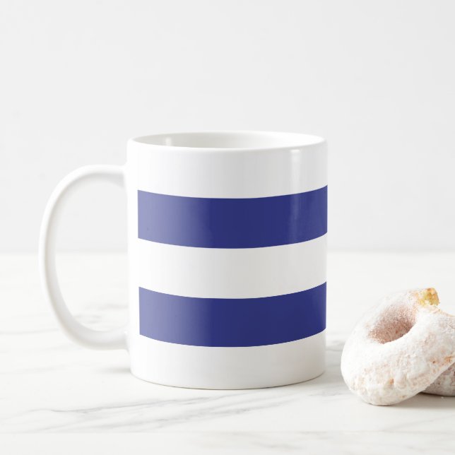Blaue und weiße Streifen Kaffeetasse (Mit Donut)