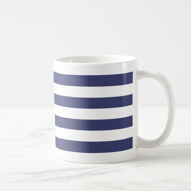 Blaue und weiße Streifen Kaffeetasse (Rechts)