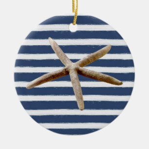 Blaue und weiße Streifen Keramikornament