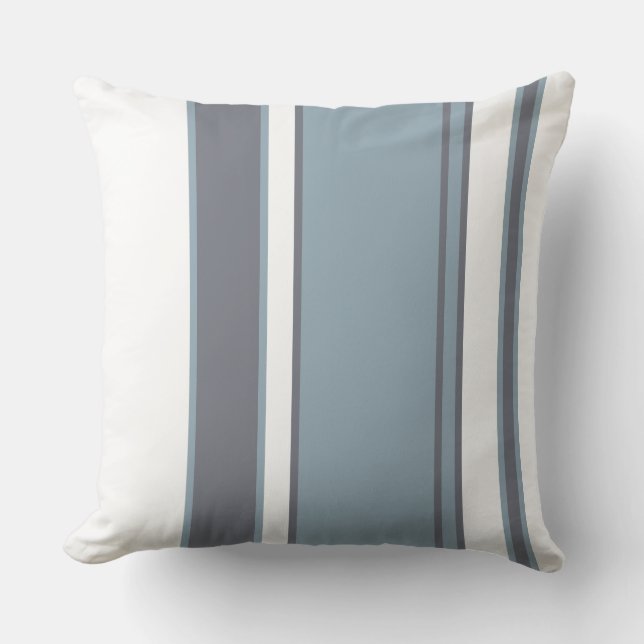 Blaue und weiße Streifen Kissen (Vorderseite)