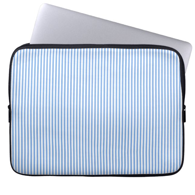Blaue und weiße Streifen Laptopschutzhülle (Vorderseite)
