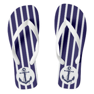 Blaue und weiße Streifen mit Anker Flip Flops