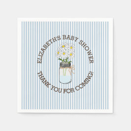 Blaue und weiße Streifen mit Mason Jar Baby Dusche Serviette