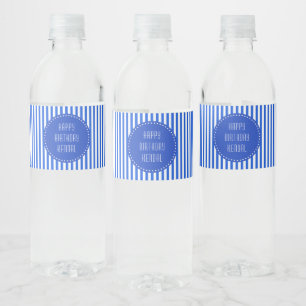 Blaue und weiße Streifen mit Monogramm Geburtstag