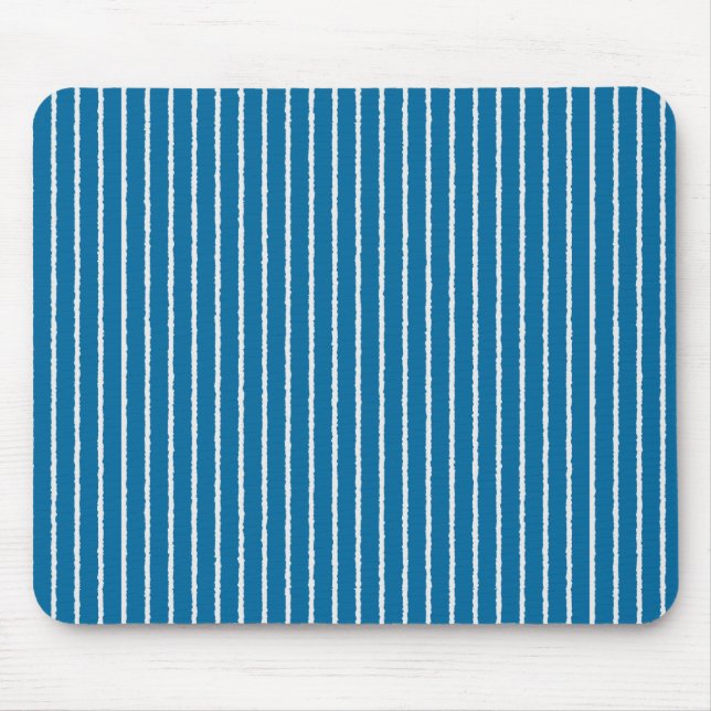 Blaue und weiße Streifen mit ungefärbten Linien Mousepad (Vorne)