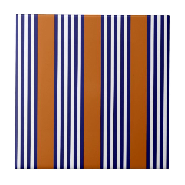 Blaue und weiße Streifen mit verbrannter Orange Fliese (Vorderseite)