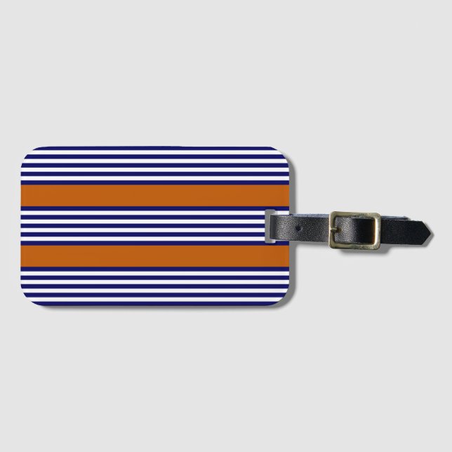 Blaue und weiße Streifen mit verbrannter Orange Gepäckanhänger (Vorderseite (Horizontal))