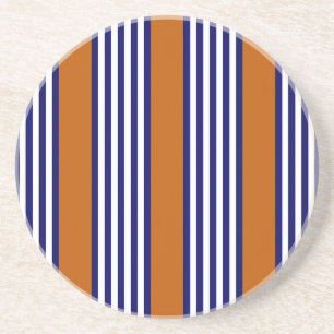 Blaue und weiße Streifen mit verbrannter Orange Getränkeuntersetzer