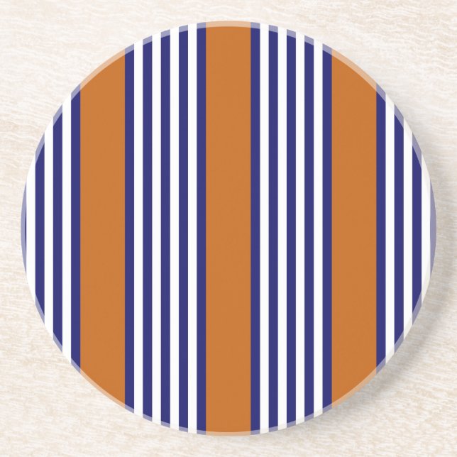 Blaue und weiße Streifen mit verbrannter Orange Getränkeuntersetzer (Vorne)
