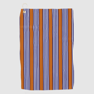 Blaue und weiße Streifen mit verbrannter Orange Golfhandtuch