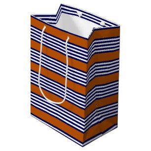 Blaue und weiße Streifen mit verbrannter Orange Mittlere Geschenktüte