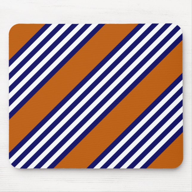 Blaue und weiße Streifen mit verbrannter Orange Mousepad (Vorne)