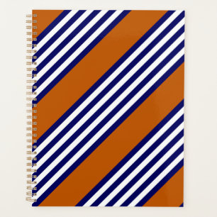 Blaue und weiße Streifen mit verbrannter Orange Planer