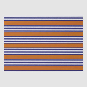 Blaue und weiße Streifen mit verbrannter Orange Seidenpapier