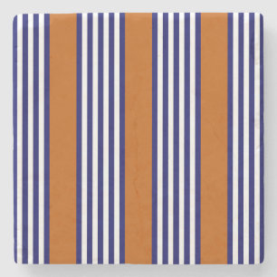 Blaue und weiße Streifen mit verbrannter Orange Steinuntersetzer