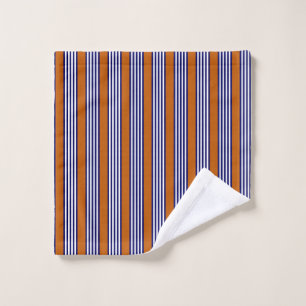 Blaue und weiße Streifen mit verbrannter Orange Waschlappen