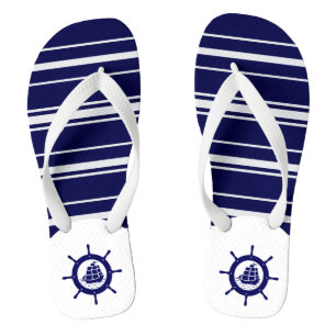 Blaue und weiße Streifen mit Wassermotorrad 3 Flip Flops