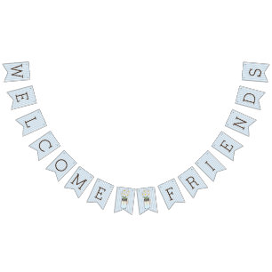 Blaue und weiße Streifen mit Weckglas-Babyparty Wimpelkette