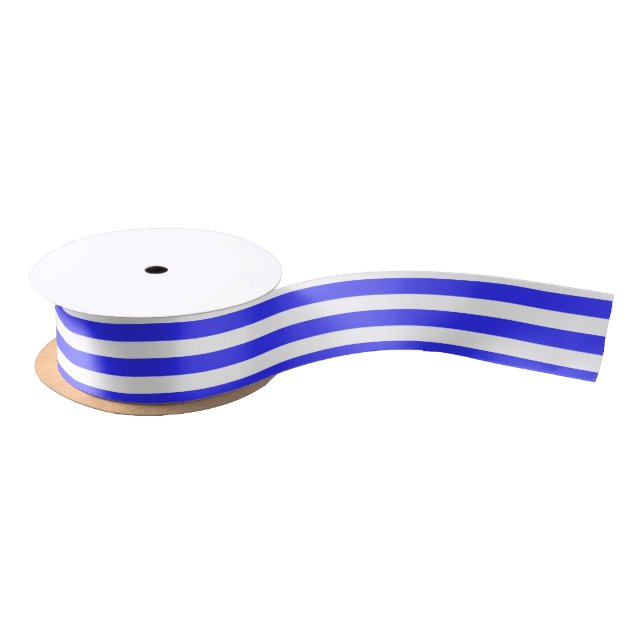 Blaue und weiße Streifen Satinband (Spule)