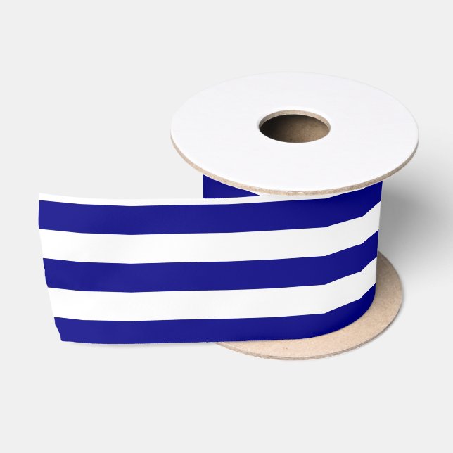 Blaue und weiße Streifen Satinband (Spule)
