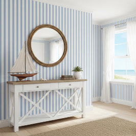 Blaue und weiße Streifen Strandhaus Tapete