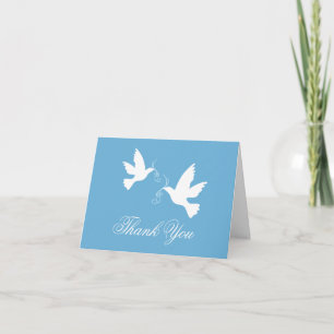 Blaue und weiße Tauben Hochzeit Danke Karte