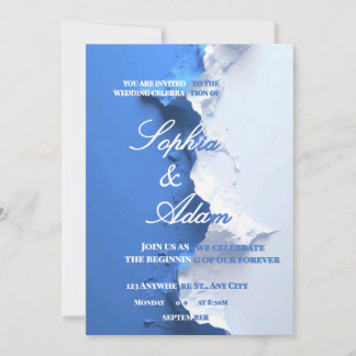 Blaue und weiße texturierte Kunst-Hochzeitseinladu Save The Date